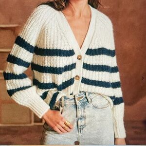 Sézane Basile Cardigan Ecru/Navy